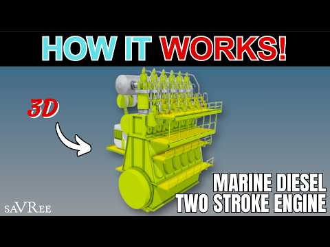 Видео: Двухтактный морской дизельный двигатель — как он работает!