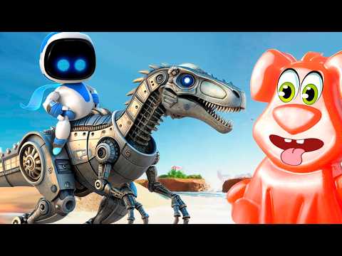 Видео: Динозавр напал на робота Васю и желейного Стасика. Прохождение игры Astro Bot.