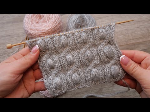 Видео: Узор «Bobble & Cable» спицами 🎭 knitting pattern