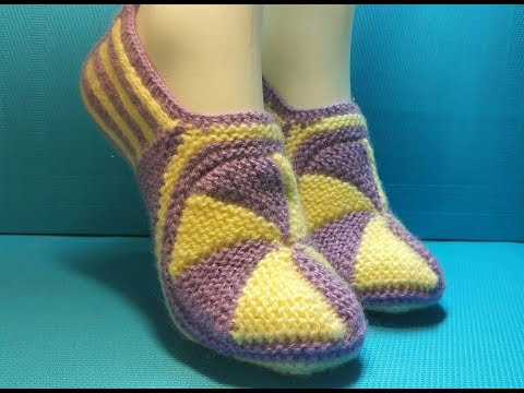 Видео: Вязание спицами домашние тапочки #188