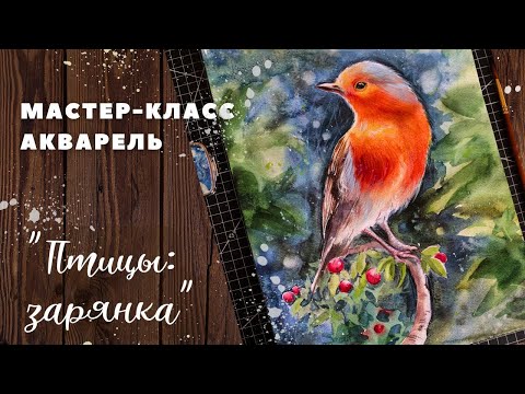 Видео: Урок по акварели «Зарянка» #акварель #мастеркласс #урокрисования #скетч #живопись #иллюстрация #арт