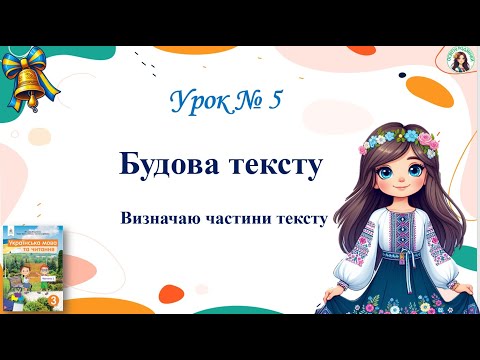 Видео: Урок 5 Будова тексту Визначаю частини тексту М. Вашуленко 3 клас