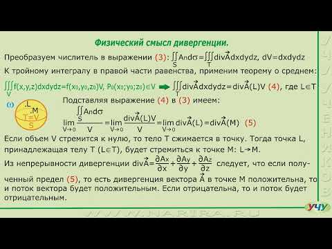 Видео: Физический смысл дивергенции. (Теория поля - урок 5)