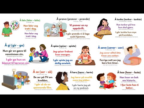 Видео: Изучайте норвежский язык: 40 распространенных глаголов в настоящем и прошедшем времени с примерами