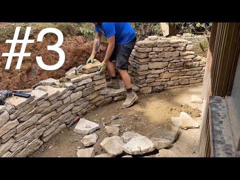 Видео: Строительство сухой каменной изогнутой стены и облицовки №3