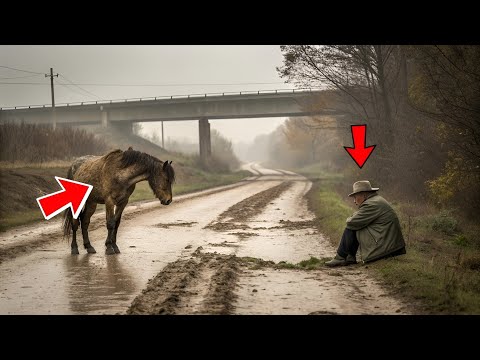 Видео: Брошенная лошадь застряла в грязи, пока 78-летний бездомный не сделал немыслимое