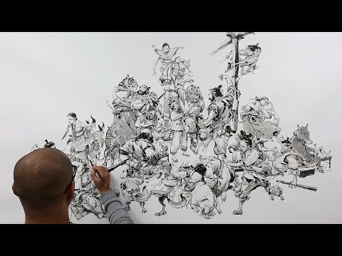 Видео: Никаких набросков, никаких черновиков! Он рисует шедевры прямо из воображения!