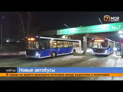 Видео: В Красноярске запустили 56 новых автобусов с пандусом для маломобильных горожан