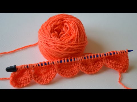 Видео: Красивый волнистый наборный край / узор спицами