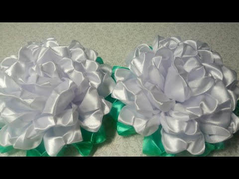 Видео: Большой и пышный цветок из ленты 5см с новым лепестком. Канзаши. Kanzashi.