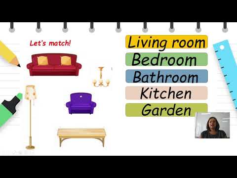 Видео: II одделение - Англиски јазик - Простории соби во домот  a bedroom, a bathroom, a living room, a din