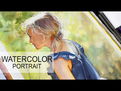 Видео: Портретная живопись в моем акварельном журнале формата XL Handmade Arches Paper от ArtsiRosi