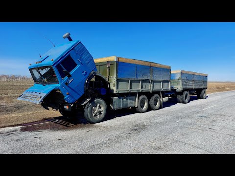 Видео: Камаз зерновоз. Тяжёлый-долгий рейс! Пробил радиатор, запорол двигатель?!