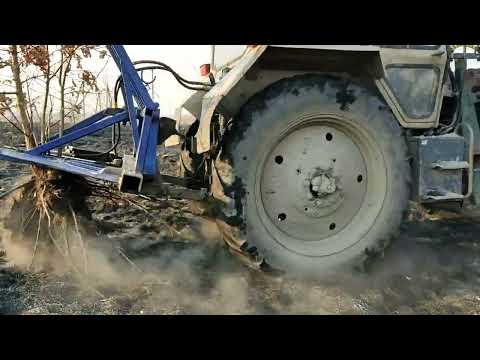 Видео: Корчеватель на МТЗ 82 подготовка к сенокосу.