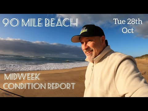 Видео: Отчет о состоянии пляжа 90 Mile Beach в середине недели. Вторник, 28 октября.