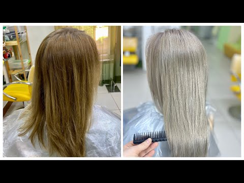 Видео: Без обесцвечивания - холодный пепельный блонд. Осветление коричневых волос крем краской