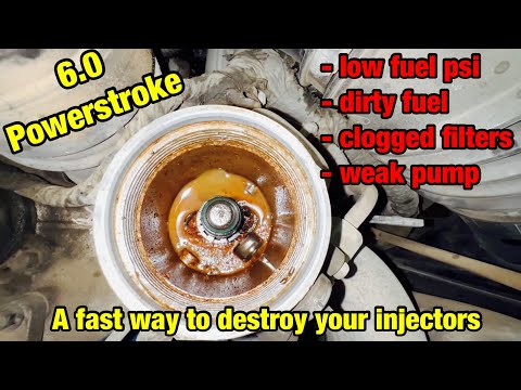 Видео: 6.0 низкое давление топлива, грязное топливо, грязные фильтры.
