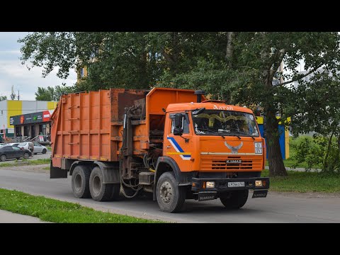 Видео: Мусоровоз МКМ-4705-01 (МК-4453-07) на шасси КамАЗ-65115-62 (Е 976 КО 122) / Kamaz garbage truck.