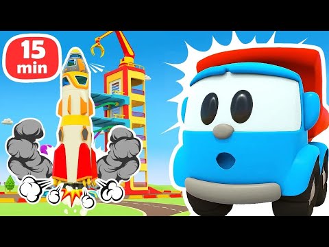 Видео: Грузовичок Лева и машинки строят РАКЕТУ! 🚀 Роботы летят на Луну. Мультики про машинки