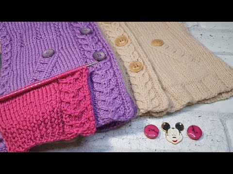 Видео: Как связать цельно связанную декоративную планку для жакета,кардигана или кофты с араном Узор "Коса"
