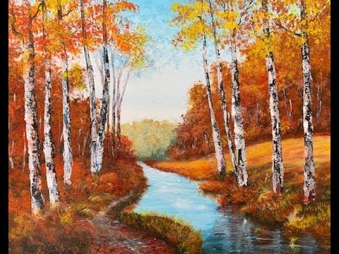 Видео: Осень акрилом. Autumn in acrylic.