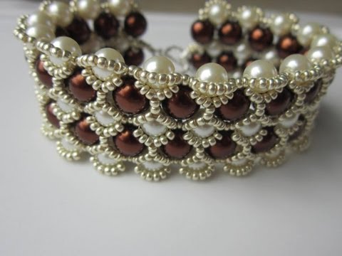 Видео: Beaded Bracelet with 8mm and 6mm Glass Pearl  . Бисерный Браслет из 8мм и 6мм жемчуга