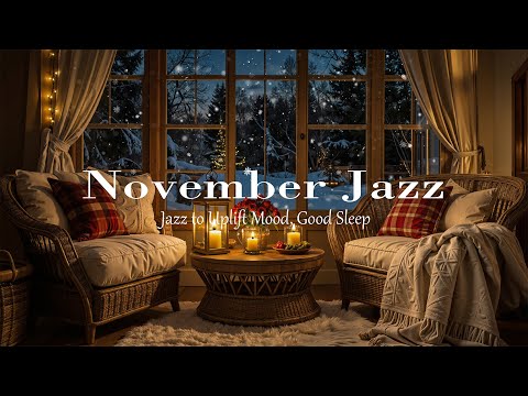 Видео: Мягкий ноябрьский джаз ночью | Уютная атмосфера в комнате с нежным фортепианным звучанием