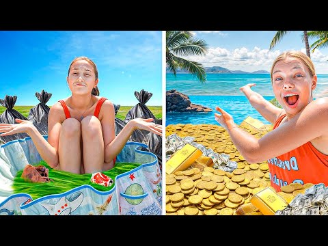 Видео: БЕДНЫЙ vs БОГАТЫЙ БАССЕЙН! Челлендж! Карамелькины