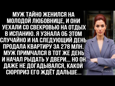 Видео: Муж тайно женился на любовнице и уехал на отдых. Я узнала и продала квартиру за 278 млн, он рыдал...