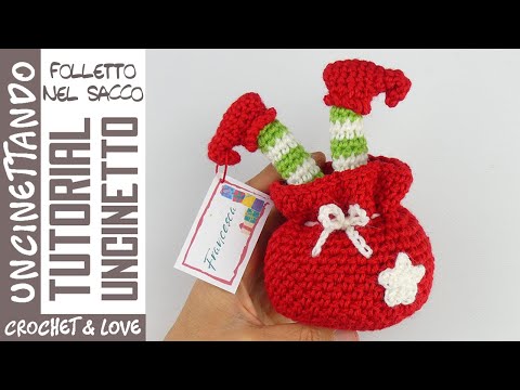 Видео: Покажу, как сделать эльфа Деда Мороза в мешке - Мастер-класс по вязанию крючком.