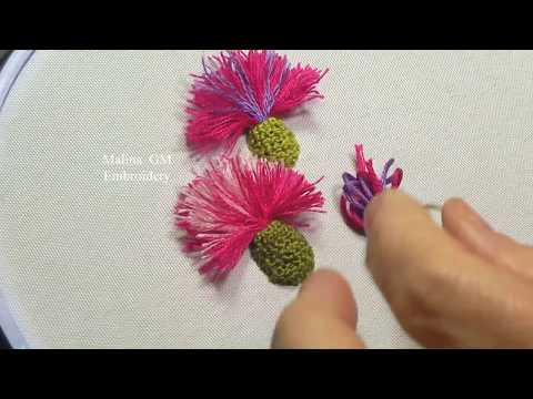 Видео: Hand Embroidery| Pom Pom Flowers | Цветочная Вышивка