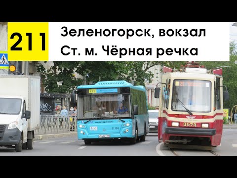 Видео: Автобус 211 "Ст. м. "Чёрная речка" - Зеленогорск, вокзал" (старая трасса)