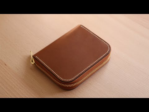 Видео: Изготовление короткого кошелька на молнии / поделка из кожи / выпуск выкройки / 200