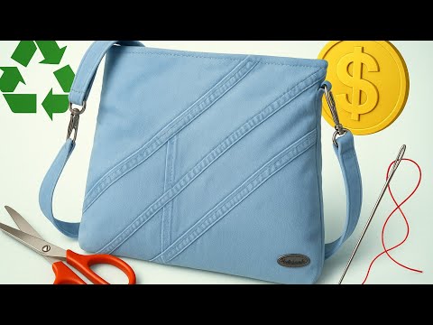 Видео: Сшила практичную сумку на молнии из старых джинсов 👖👜 Вы должны это увидеть!
