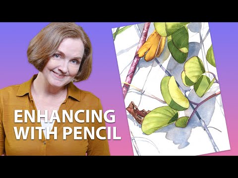 Видео: Улучшение акварели с помощью карандашей Graphitint: Пляжный пейзаж.