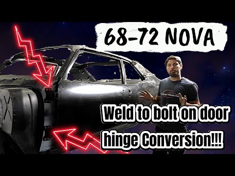 Видео: Переделка дверных петель Chevrolet Nova 68-72 годов...замена сварных петель на болтовые с новыми ...