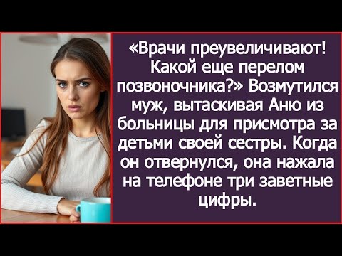 Видео: Какой еще перелом? Ты должна сидеть с детьми моей сестры! Возмутился муж, вытаскивая Аню из больницы