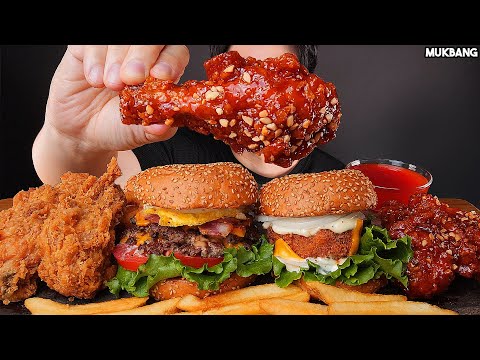 Видео: бургер и жареный цыпленок BURGERS 🍔 FRIED CHICKEN 🍗 FRENCH FRIES 🍟 EATING ASMR MUKBANG
