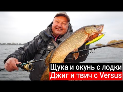 Видео: Последняя точка сработала! Нашли щуку и окуня с лодки! Джиг и твич с Versus 802 MLT и 762HT