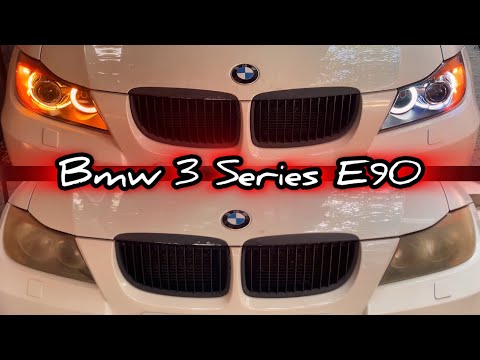 Видео: BMW e90 работа по фарам. Установка ангельских глазок. bi Led модулей. 