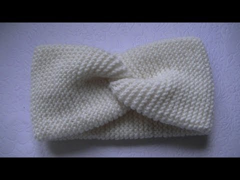 Видео: Вяжем  повязку на голову узором платочная вязка спицами.