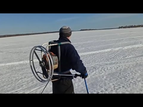 Видео: Мои покатушки с аэроранцем на лыжах.