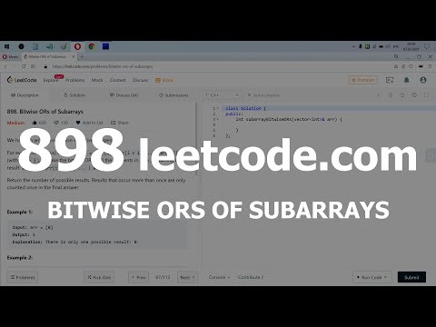 Видео: Разбор задачи 898 leetcode.com Bitwise ORs of Subarrays