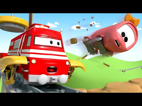 Видео: Влакът Трой - Инцидента - Супер-камиона Карл в Града на Колите 🚚 ⍟ Анимационно