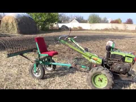Видео: Грабли для сена. Мотоблок Зубр