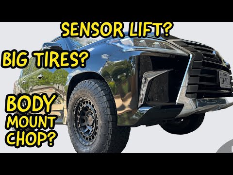Видео: Подъем датчика AHC LX570, большие 34-дюймовые шины, подрезка крыльев, BMC не требуется, не требуе...