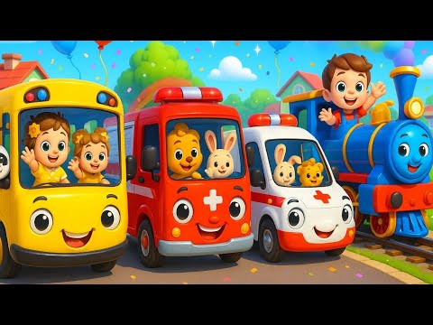 Видео: Колёса автобуса + Колёса машины скорой помощи + Колёса пожарной машины и другие транспортные сред...