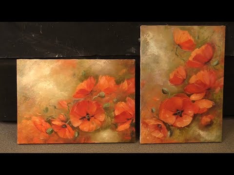 Видео: Маки на оливковом фоне. Poppies on olive background. Workshop. Уроки живописи маслом в Москве