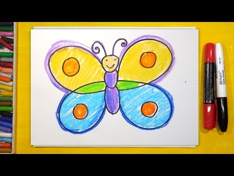 Видео: Как нарисовать Бабочку, Урок рисования для детей от 3 лет