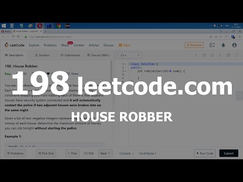 Видео: Разбор задачи 198 leetcode.com House Robber. Решение на C++